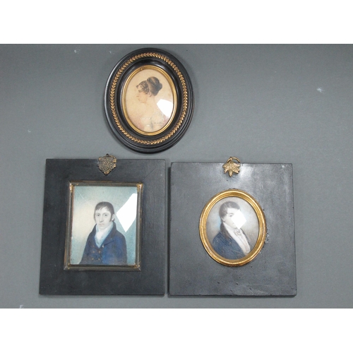 1247 - WITHDRAWN A Mid Victorian Portrait Miniature, painted with a gentleman wearing a blue jacket and whi... 