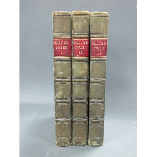 1276 - Dickens [Charles]: Oliver Twist, vols I, 2 and 3, pub by Richard Bentley, New Burlington Street, 183... 