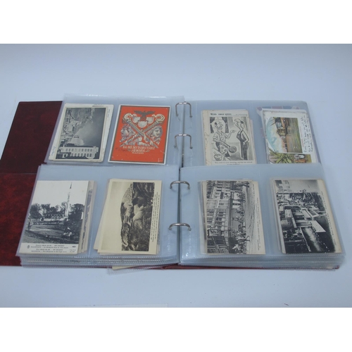 1306 - Two Albums of WWI Interest Picture Postcards, to include silks, poem cards, battleships, planes, top... 