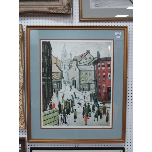 1392 - AFTER LAURENCE STEPHEN LOWRY (1887-1976) *ARR 
'Berwick Upon Tweed', colour print, signed in pencil ... 