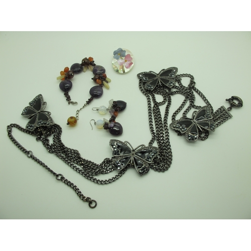 180 - A Collection of Modern Costume Jewellery, to include Butler & Wilson bracelet and earrings set, spid... 