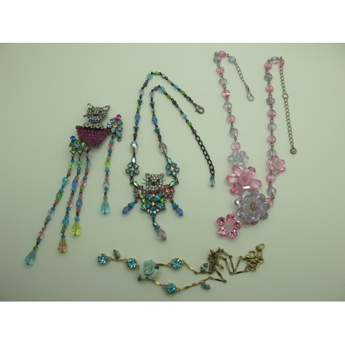 182 - A Collection of Modern Costume Jewellery, to include Butler & Wilson diamoanté butterfly hair clip, ... 