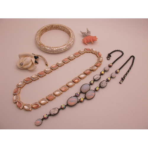 182 - A Collection of Modern Costume Jewellery, to include Butler & Wilson diamoanté butterfly hair clip, ... 