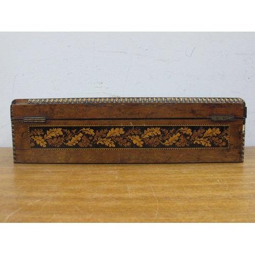 1249 - A Mid XIX Century Tunbridge Ware Glove Box, inset with panels of oak leaves and acorns within a geom... 