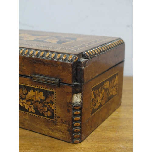 1249 - A Mid XIX Century Tunbridge Ware Glove Box, inset with panels of oak leaves and acorns within a geom... 