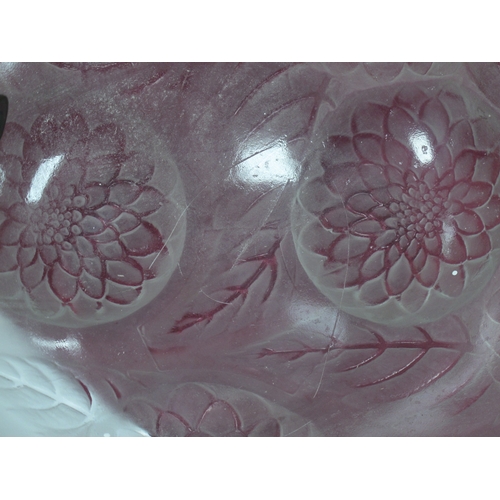 1010 - A Pair of Lalique Frosted Glass 'Dahlia' Pattern Plafonniéres, with moulded flowers and foliage, wit... 