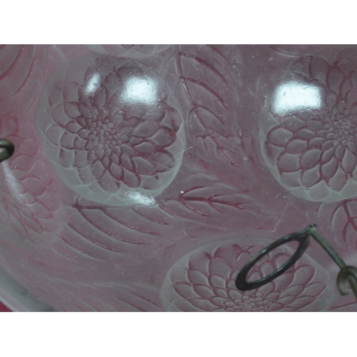 1010 - A Pair of Lalique Frosted Glass 'Dahlia' Pattern Plafonniéres, with moulded flowers and foliage, wit... 