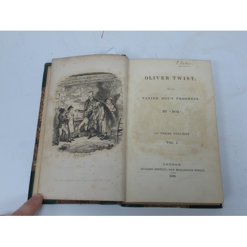 1276 - Dickens [Charles]: Oliver Twist, vols I, 2 and 3, pub by Richard Bentley, New Burlington Street, 183... 