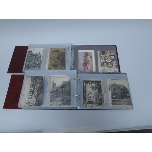 1306 - Two Albums of WWI Interest Picture Postcards, to include silks, poem cards, battleships, planes, top... 