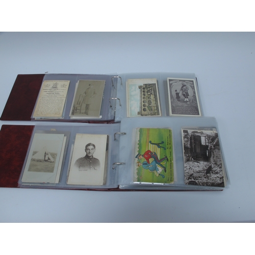 1306 - Two Albums of WWI Interest Picture Postcards, to include silks, poem cards, battleships, planes, top... 