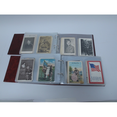 1306 - Two Albums of WWI Interest Picture Postcards, to include silks, poem cards, battleships, planes, top... 