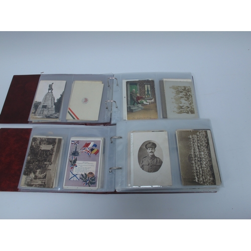 1306 - Two Albums of WWI Interest Picture Postcards, to include silks, poem cards, battleships, planes, top... 