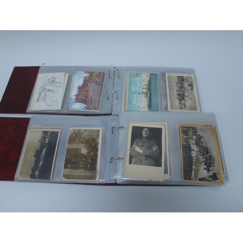 1306 - Two Albums of WWI Interest Picture Postcards, to include silks, poem cards, battleships, planes, top... 