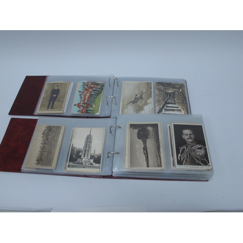 1306 - Two Albums of WWI Interest Picture Postcards, to include silks, poem cards, battleships, planes, top... 