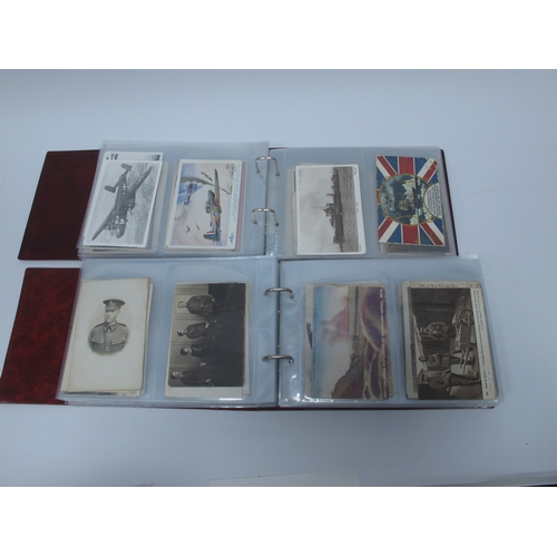 1306 - Two Albums of WWI Interest Picture Postcards, to include silks, poem cards, battleships, planes, top... 