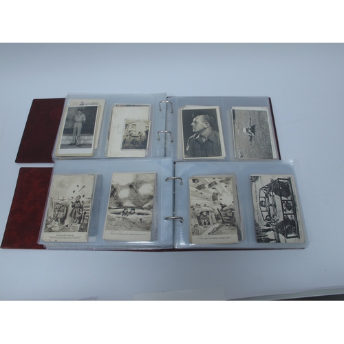 1306 - Two Albums of WWI Interest Picture Postcards, to include silks, poem cards, battleships, planes, top... 