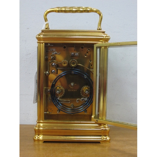 1474 - A Good Quality Brass Repeating Carriage Clock, retailed by J.W. Benson, 25 Old Bond St, London, the ... 