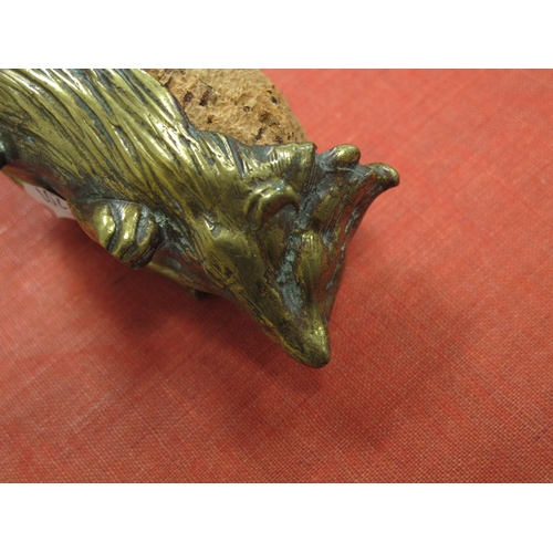 1185 - A Late XIX/Early XX Century Brass Pin Cushion, in the form of a badger, 13cm wide, together with a s... 