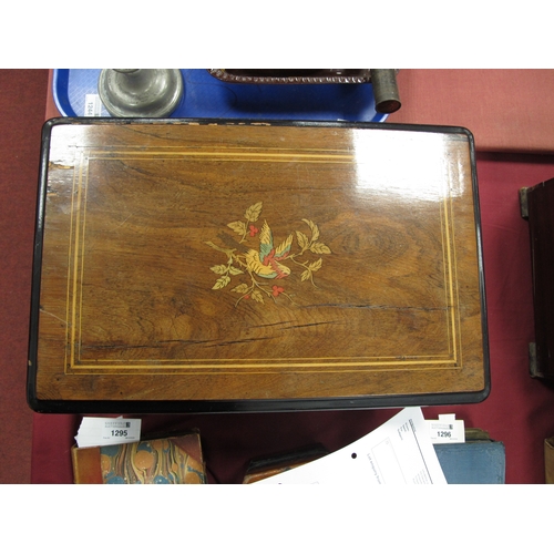 1242 - A Swiss Late XIX Century Musical Box, contained in a stained rosewood case inlaid with a bird, playi... 