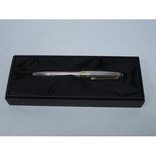 1198 - A Mont Blanc Meisterstuck Silver Plated Fountain Pen, with 14K nib engraved 4810, in a presentation ... 