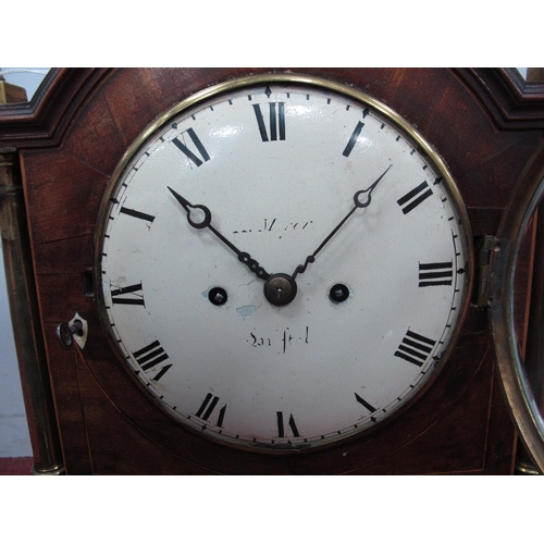 1473 - An Early XIX Century Bracket Clock, the mahogany and satinwood inlaid case with arched top with bras... 