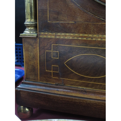 1473 - An Early XIX Century Bracket Clock, the mahogany and satinwood inlaid case with arched top with bras... 