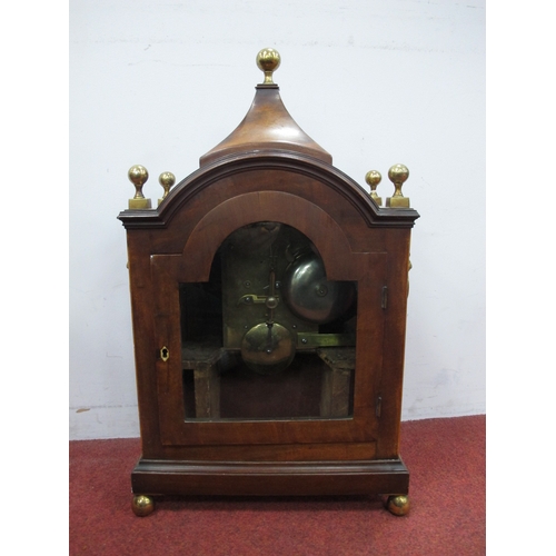 1473 - An Early XIX Century Bracket Clock, the mahogany and satinwood inlaid case with arched top with bras... 