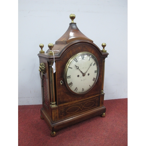 1473 - An Early XIX Century Bracket Clock, the mahogany and satinwood inlaid case with arched top with bras... 