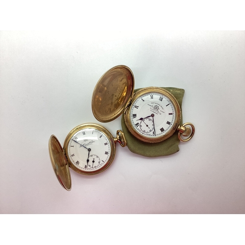 134 - Thos Russell Liverpool; A Gold Plated Cased Hunter Pocket Watch, the signed Tempus Fugit dial with b... 