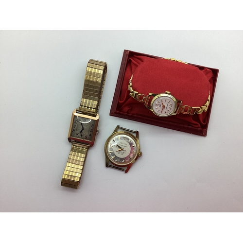 135 - A Vintage 9ct Gold Cased Wristwatch, the Art Deco square dial with Arabic numerals and small seconds... 