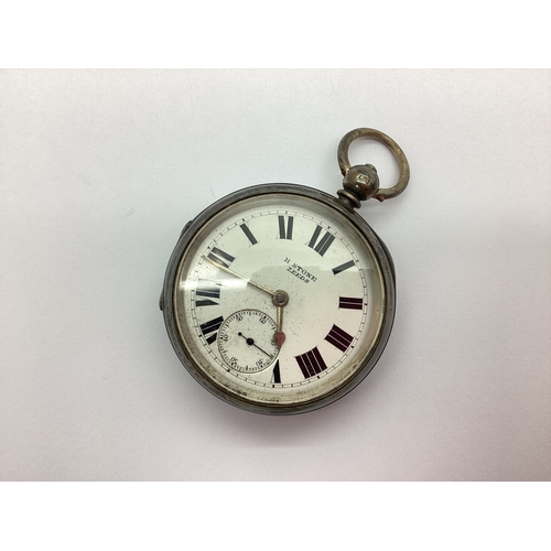 142 - H Stone Leeds; A Hallmarked Silver Cased Openface Pocket Watch, the signed white dial with bold blac... 