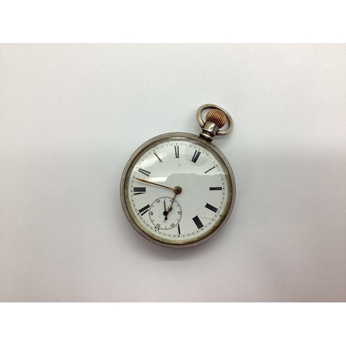 145 - A Hallmarked Silver Cased Openface Pocket Watch, the unsigned white dial with Roman numerals and sec... 