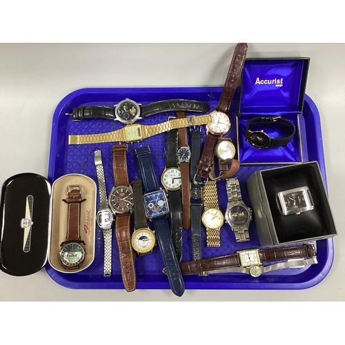 21 - A Vintage Fossil 'Cherry Cola' Wristwatch, together with a collection of gent's wristwatches to incl... 