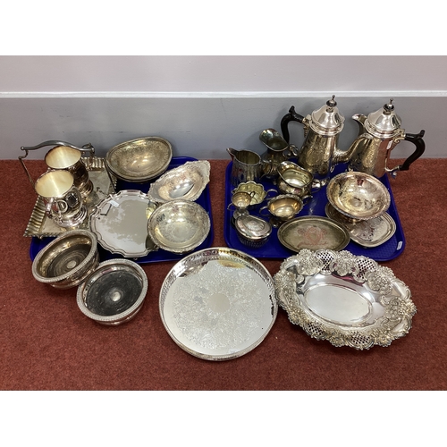 33 - Assorted Plated Ware, Including a miniature hallmarked silver twin handled trophy cup, 