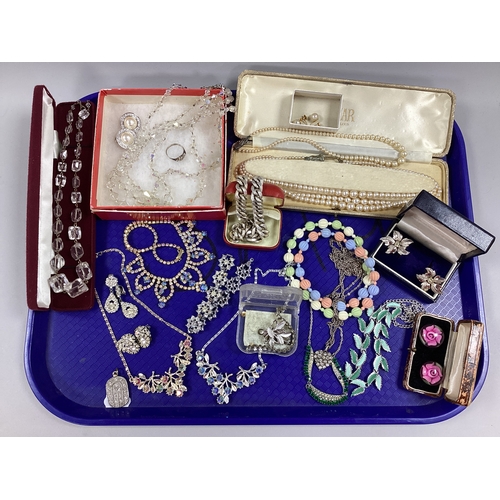 89 - A Collection of Costume Jewellery, including imitation pearl bead necklaces, a pair of similar earri... 