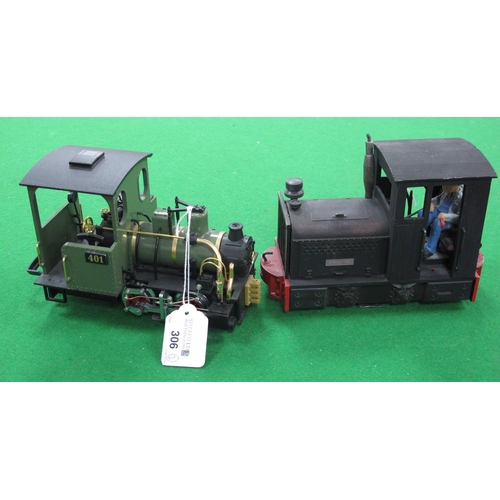 306 - Two L.G.B. 'G' Gauge 0-4-0 Unboxed Locomotives: A Ref/No 20140 Steam Tank with R/No 401 and Ref No 2... 