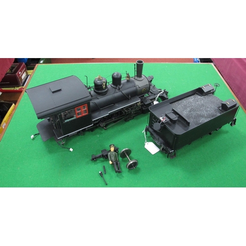 309 - A 'G' Gauge Baldwin 2-8-0 Steam Locomotive with 8-Wheel Bogie Tender, finished overall black, unlett... 