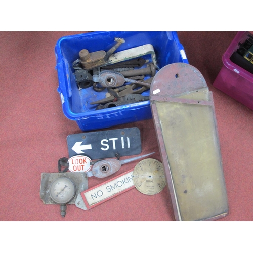 345 - A Quantity of Railwayana, comprising tools, oil cans, wall-mounted ashtrays, signs, of interest an e... 