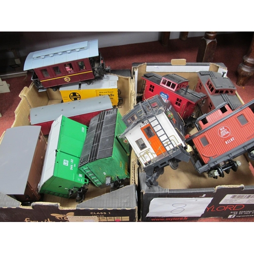 348 - Ten Items of 'G' Gauge Unboxed Rolling Stock, comprising of:- five Caboose's, three Box Vans, a Gem ... 