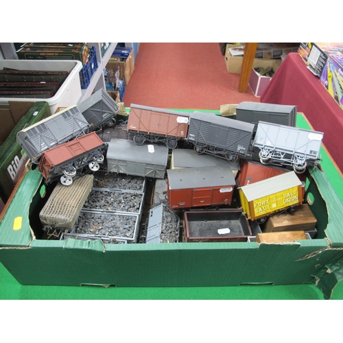 360 - Forty 'O' Gauge/7mm Mainly Kit Built Unboxed Items of Four Wheel Rolling Stock, Coal Wagons, Box Van... 