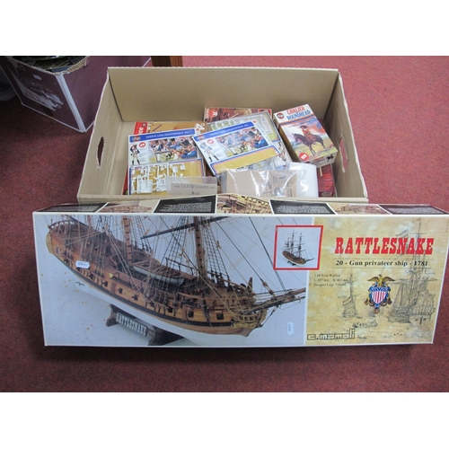 400 - A quantity of plastic, wood, white metal model kits and figures by Airfix, C.Mamoli, Life Like Hobby... 