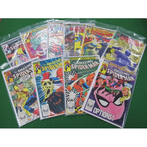 515 - A collection of ten Marvel 'The Amazing Spider-Man' comics, to include #247, #109, #240, #246 etc. w... 