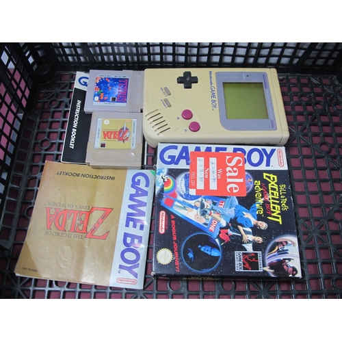 568 - An Original Nintendo Game Boy, Three games cartridges including Tetris, The Legend of Zelda Links Aw... 