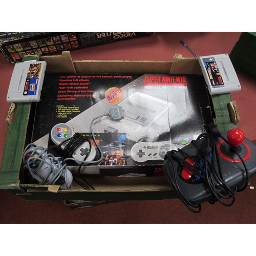 572 - A Boxed Super Nintendo Entertainment System Super NES Control Deck, Two Controllers, QuickShot Joyst... 