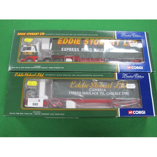 592 - Two Corgi 'Eddie Stobart Ltd' 1:50th Scale Diecast Model Commercial Vehicles comprising of #CC13101 ... 