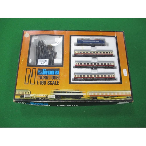 615 - A Lima 'N' Gauge Boxed Train Set, comprising Continental outline Class 410 Bo-Bo DB Rail electric tw... 