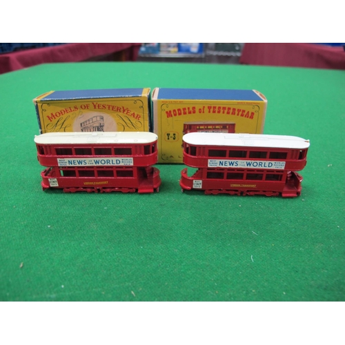 620 - Two Matchbox Models Of Yesteryear (Lesney) Diecast Model Y-3 and No.3 E Class Tramcars, boxed.