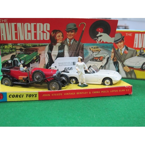 656 - An Original Corgi Gift Set 40 'The Avengers' with Steed Vintage Bentley, and Peel Lotus Elan 52, red... 