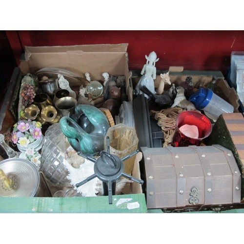 1027 - Paperweight, casket, brass vases, etc:- Two Boxes.