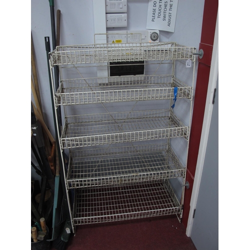 1152 - White Wire Work Shop Display Stand, with five shelves, 79cm wide.